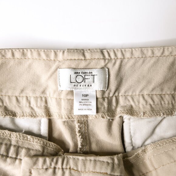 ANN TAYLOR LOFT Tan Khaki Wide Leg Pants with Pockets - Size 10P - Picture 7 of 10